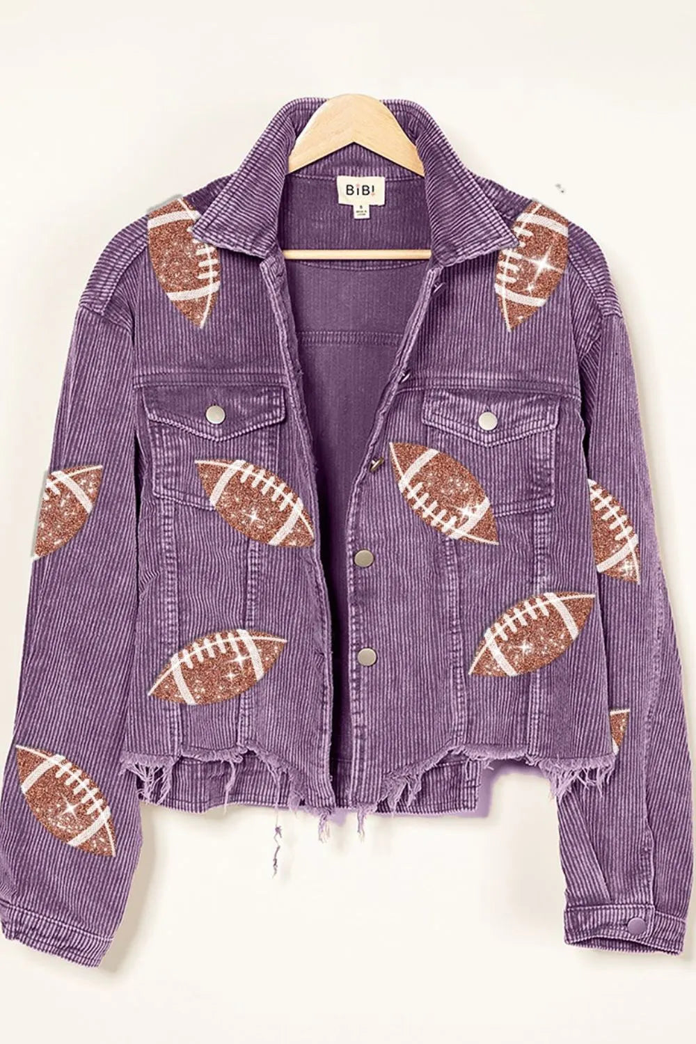 BiBi Football Sequin Embroidery Washed Corduroy Jacket 9281e505-872f-4e9b-a296-e3293c43ad59-Max