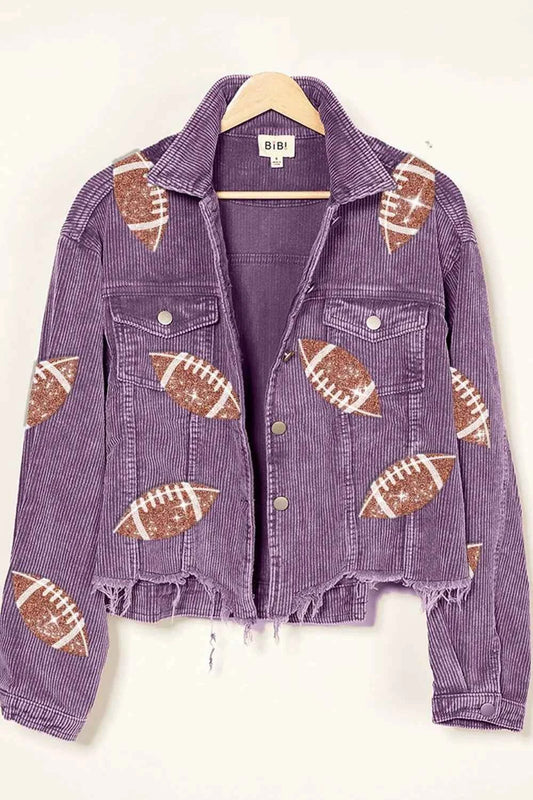 Football Sequin Embroidery Washed Corduroy Jacket 9281e505-872f-4e9b-a296-e3293c43ad59-Max