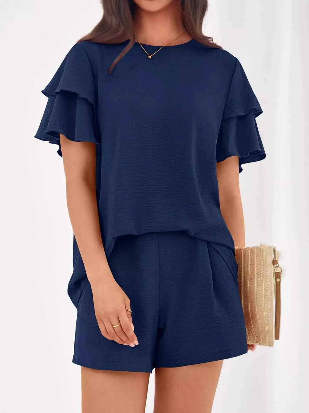 Ruffle Sleeve Top and Shorts Two-Piece Set 928deb17-ca97-4fcb-a029-035102f2a005-Max-Origin