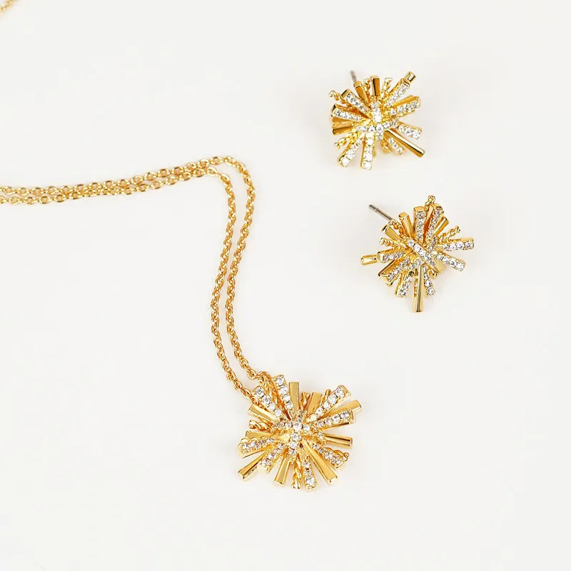 Starburst Gold-Plated Earrings and Necklace Set 9296541f-d83b-4bcb-b50e-f82bf0cb683c-Max