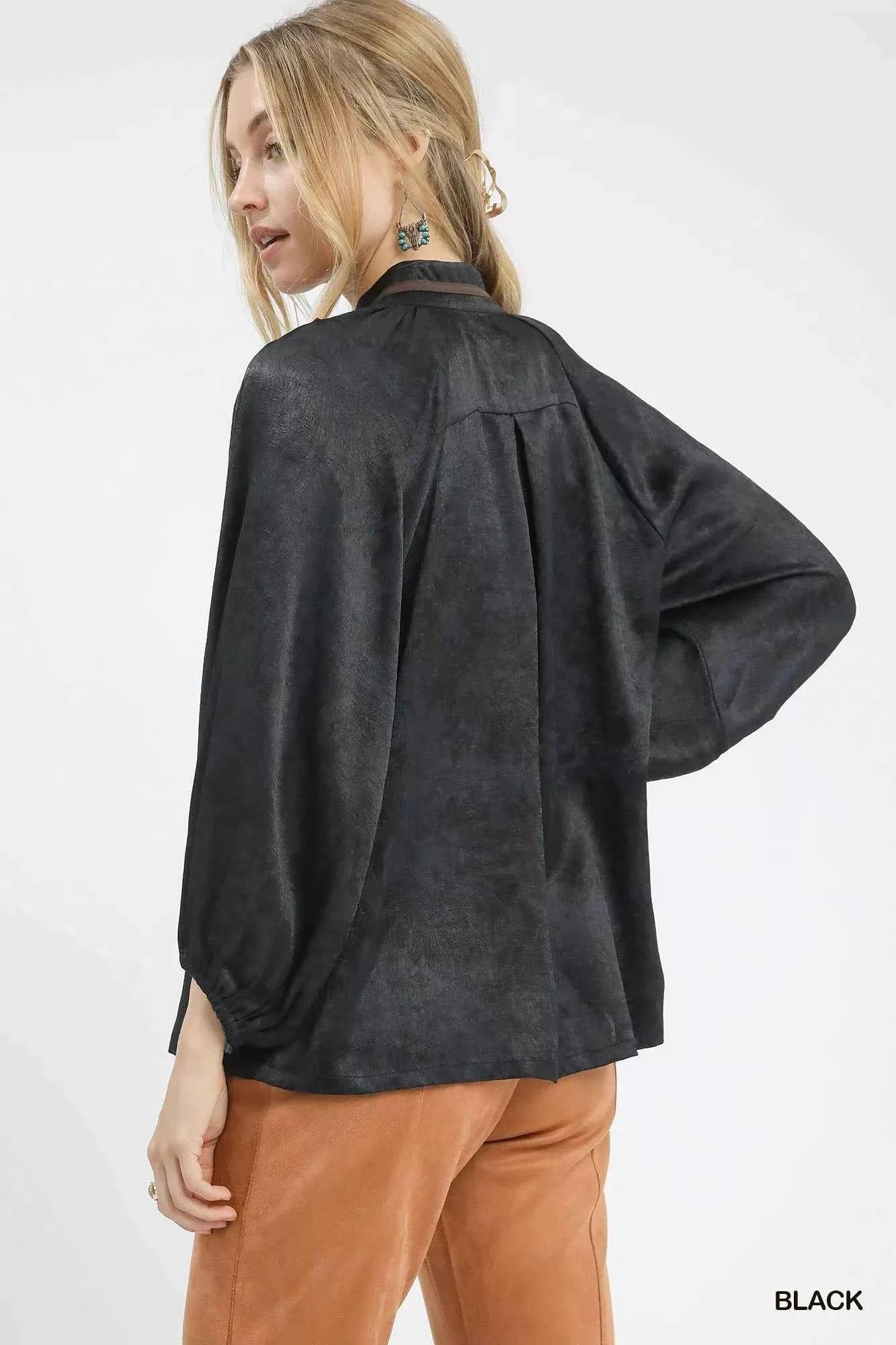Umgee Crinkle Brocade Long Sleeve Blouse 9297e873-4155-4f0c-aa0b-5970e2bebec7-Max-Origin