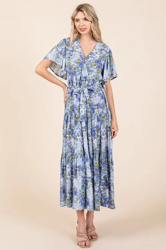 Mittoshop Floral Tie Waist Flutter Sleeve Tiered Dress 929e5c2b-f52e-4dcd-bb08-60d204fb89c0-Max
