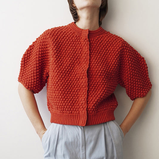 The Hidden-Button Cotton Short-Sleeve Cardigan 92FB57BC89B962FE5BAEE032750D6D3C
