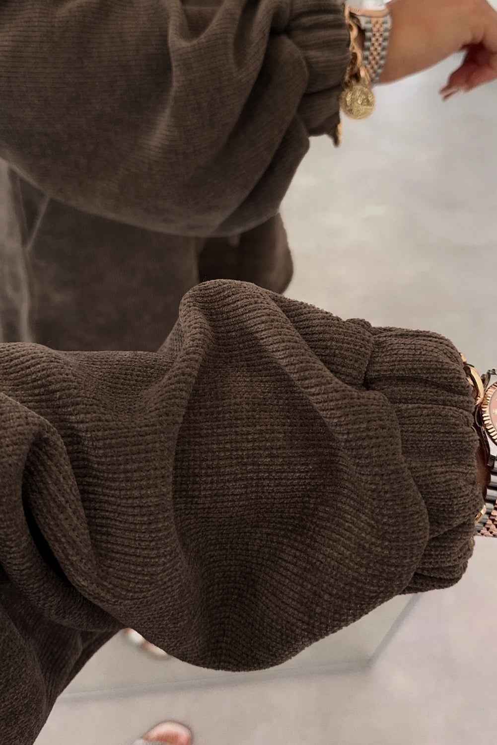 Fushia Textured Knit Drop Shoulder Pullover Drawstring Shorts Set 92a899d933c02026