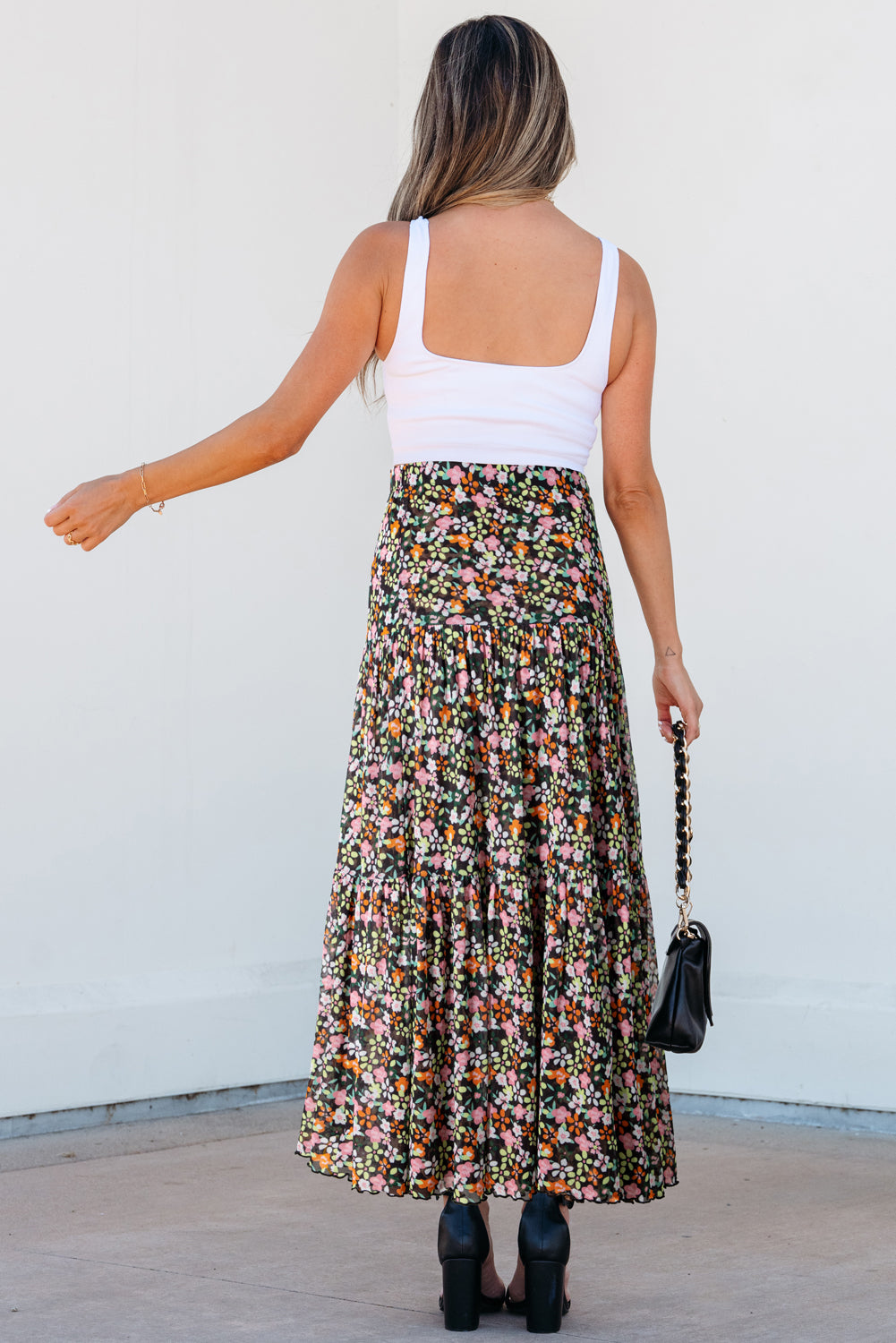 Brown Leopard Floral Reversible Ruffle Hem Maxi Skirt 92ae96c940b31c5c
