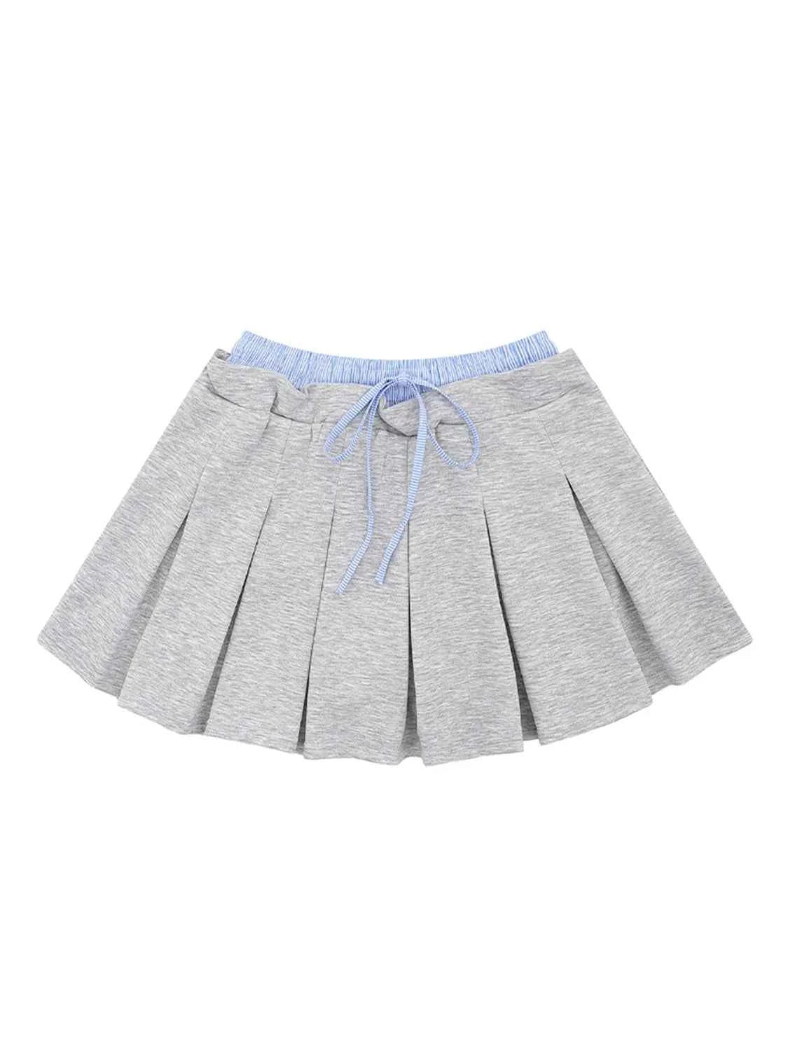 Drawstring Pleated Mini Skirt Grey 92cc62c6-15eb-40b4-a624-b1d3d987bf26-Max-Origin