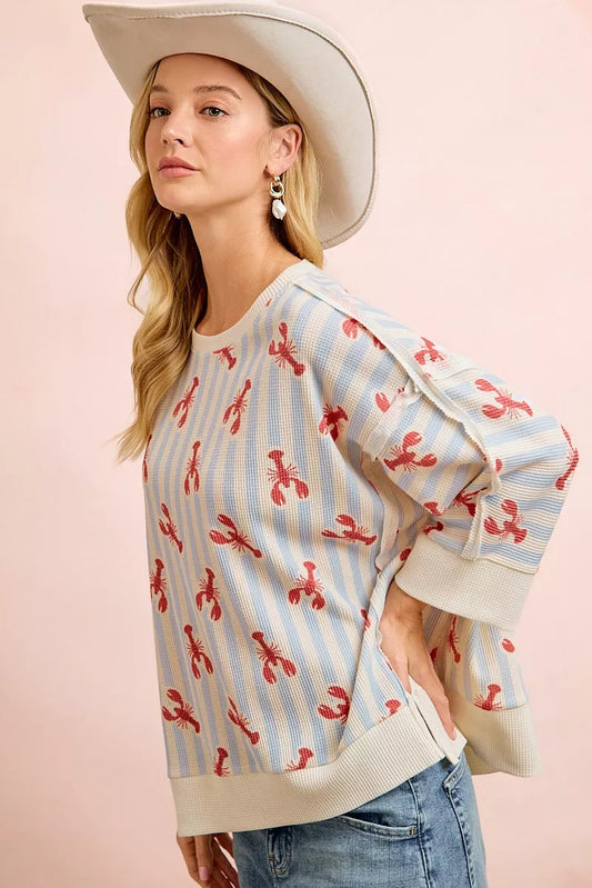 4th of July Lobster Stripe Waffle Knit Sleeve Top 92cfdcc5-2770-4ff8-aa09-aa10e0e7dbd2-Max-Origin