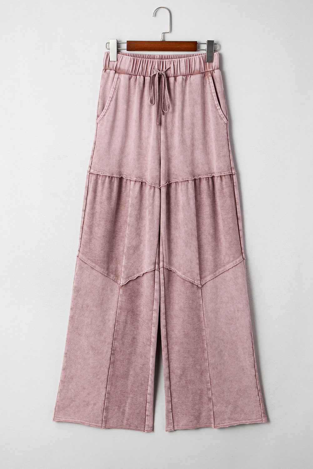 Ashleigh Blue Careys Mineral Wash Tiered Wide Leg Patchwork Drawstring Pants 92d1b0edc608b5c7