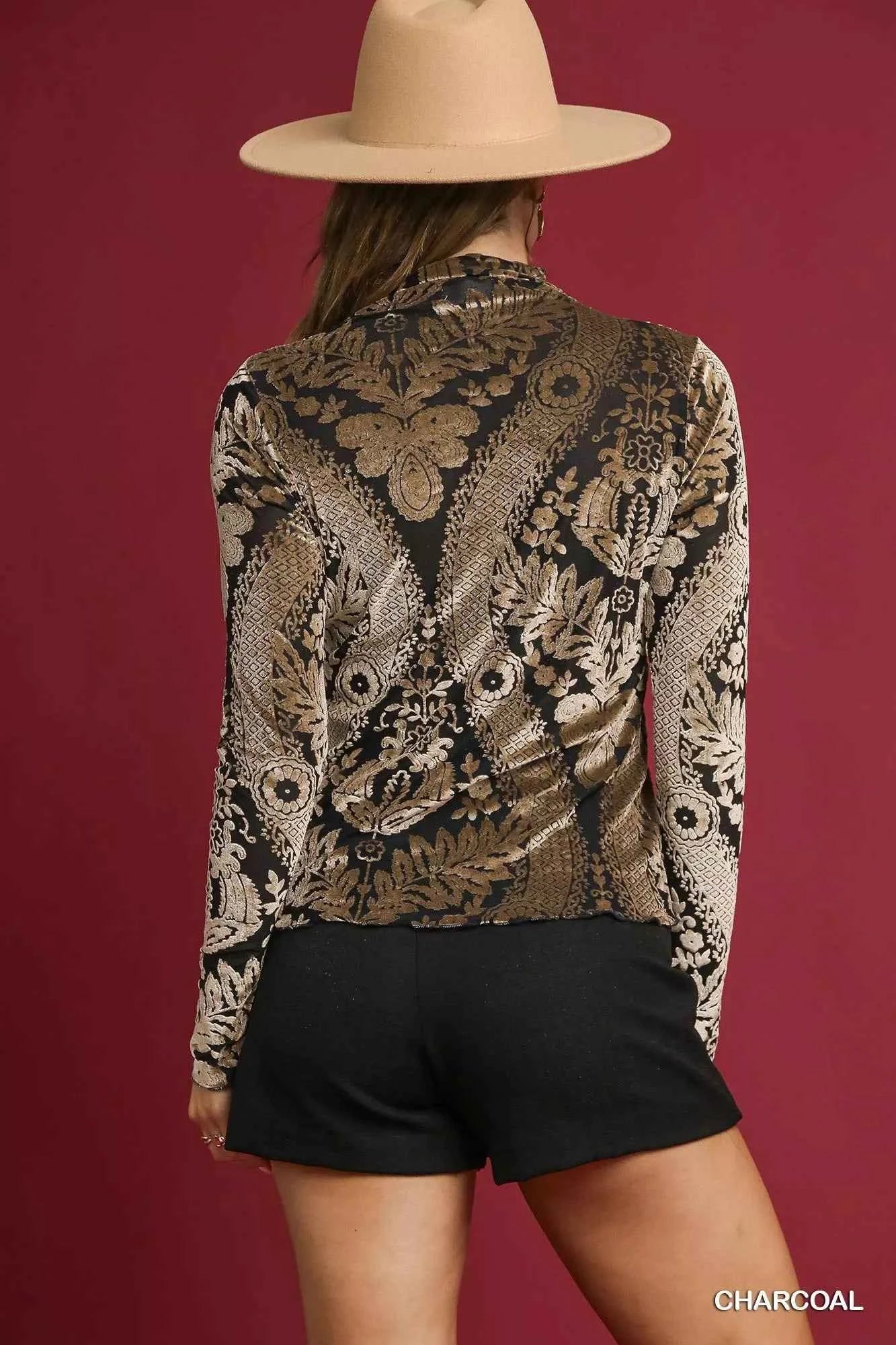 Umgee Damask Print Velvet Burnout Top 92d7cf04-c033-4b02-a1f6-0d6cfda85b36-Max-Origin