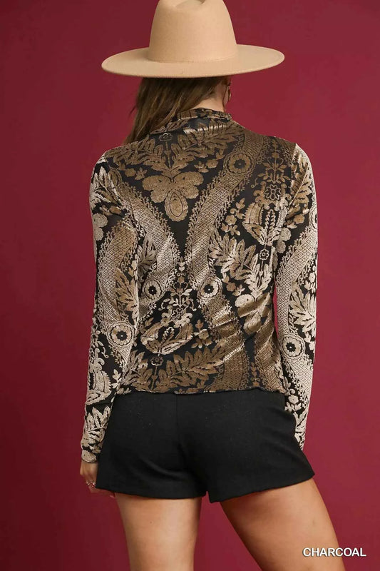 Damask Print Velvet Burnout Top 92d7cf04-c033-4b02-a1f6-0d6cfda85b36-Max-Origin