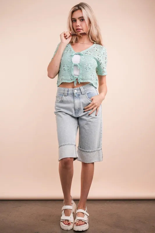 VERY J Front Tie Crochet Crop Top Mint 92de4a8a6fd34d3bb4d850692bd17f80-Max-Origin