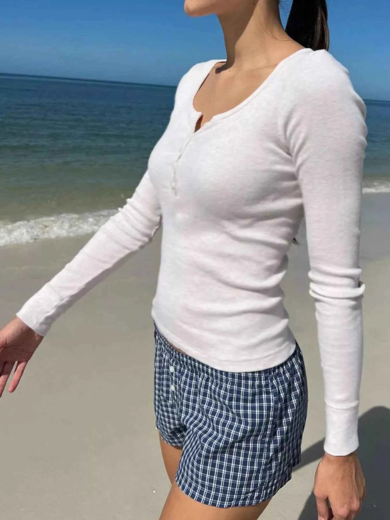 Striped Long Sleeve Henley T-Shirt White 92dfed47-c9c5-4cb3-9241-87d1bdf8d86f-Max-Origin