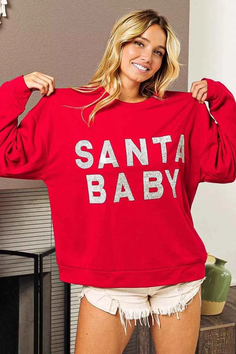 BiBi Santa Baby Lettering Christmas Sweatshirt 92e64b3256a34cdfb821beca78c8c54d-Max-Origin