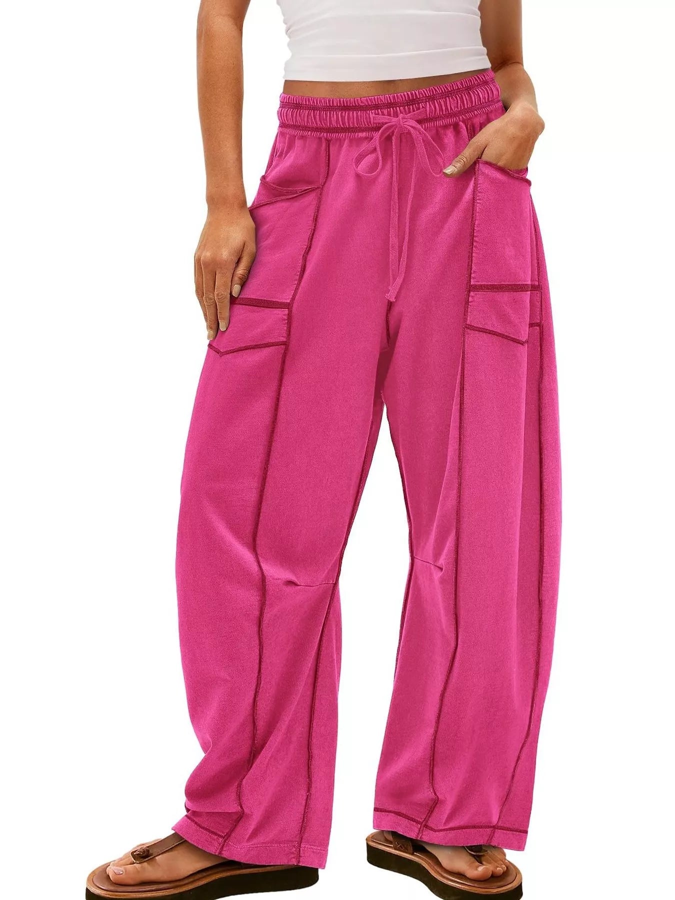 Drawstring Wide Leg Pants Dark Pink 92e7722a-1fa3-431e-8b73-17bd4ae3a54b-Max-Origin