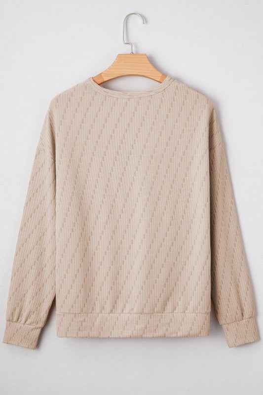 Solid Textured Long Sleeve Top 92f3aecf-14bd-4d3d-9455-6c60951ff2ed