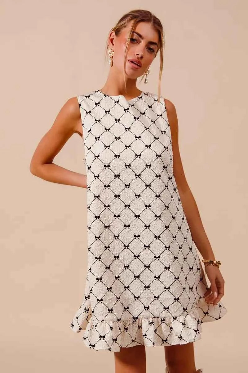 Texture Bow Printed Mini Ruffle Dress 92f6287474dc436d843e34f25ae5acce-Max-Origin