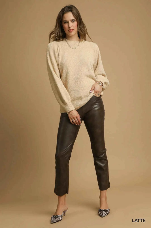 Textured Long Sleeve Sweater with Ribbed Trim 92fcda81-8a87-45c8-951b-b2cb05abfd85-Max-Origin