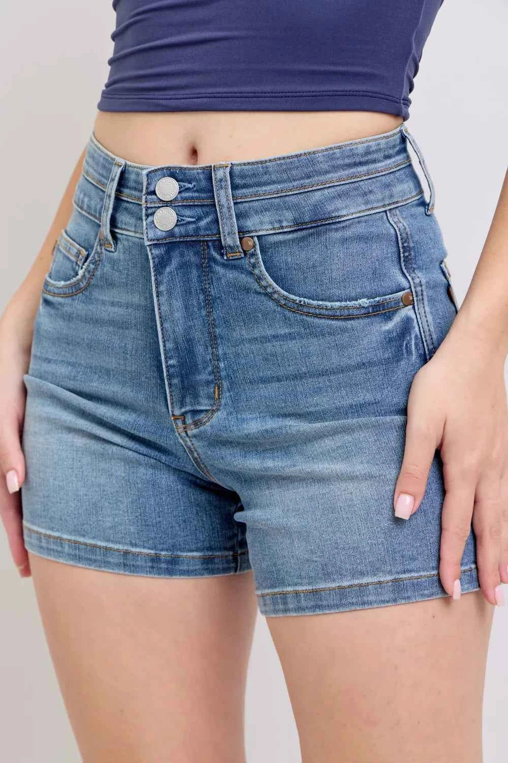 Judy Blue Full Size High Rise Tummy Control Denim Shorts Plus Size 92fcdacf-806f-46da-865f-67cf6dfbde0f-Max