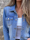 Full Size Button Front Long Sleeve Denim Jacket Plus Size Light Blue 92fe3c99-c2a9-489b-885c-be576512968b-Max-Origin