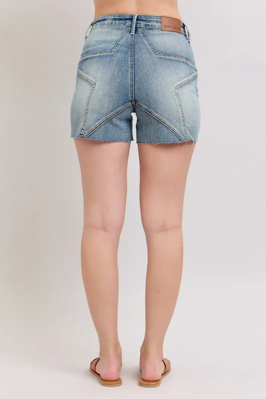 Full Size High Waist Star Seam Detail Denim Shorts Plus Size 9302cb6f438a417593e56f3c0b936b5e-Max-Origin