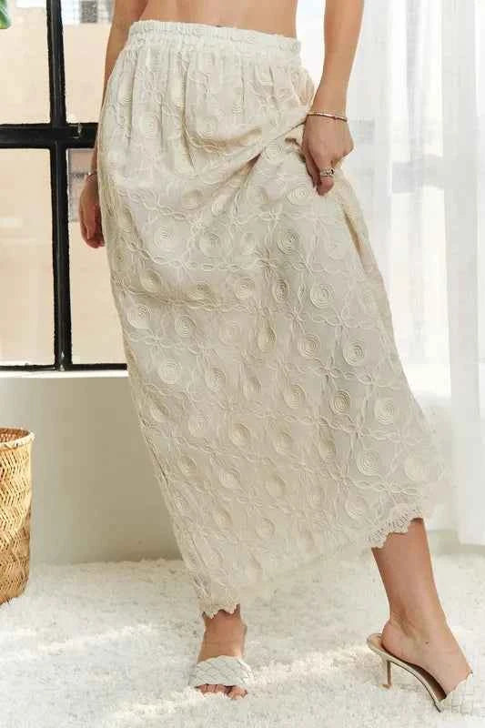 ADORA Elastic Waist Applique Maxi Skirt 930445abace44cd3a69034b191504b8e-Max-Origin