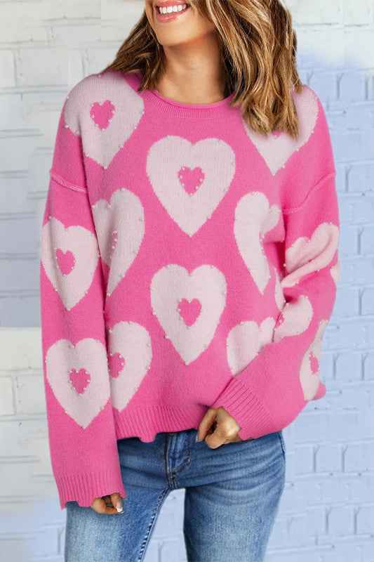 Valentine Heart and Floral Pearl Beaded Sweater Multicolour 9306ef1a-a310-4290-b791-87379aae9145