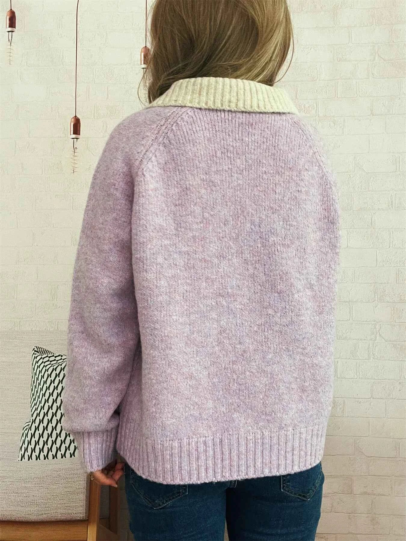 Contrast Collar Zip-Up Cardigan 930f5aa7ebe94ed29d5441fe80462188-Max-Origin
