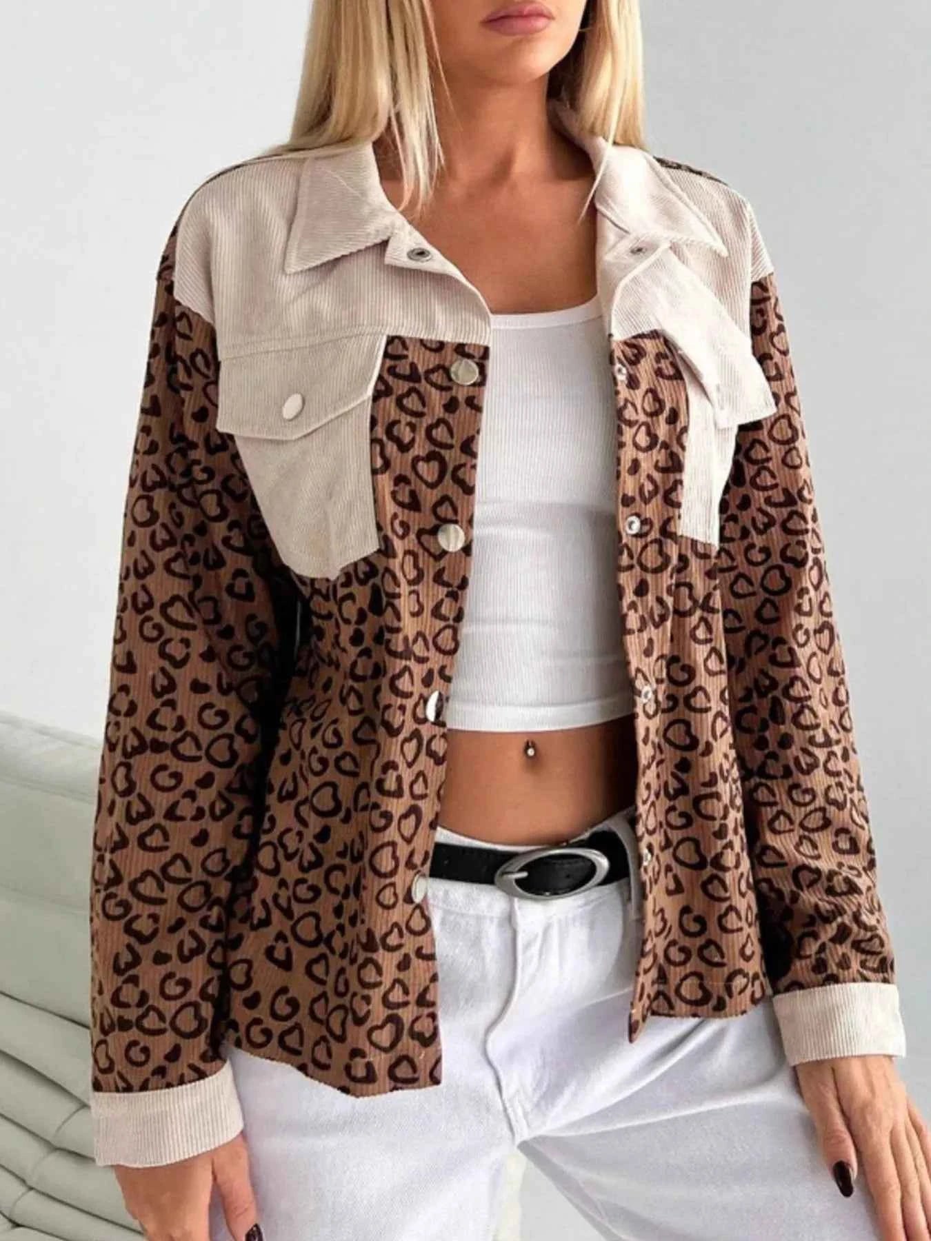 Leopard Long Sleeve Jacket with Chest Pockets Leopard 9321dcd4-beb7-4e3e-887c-6decb0a9aef9-Max-Origin