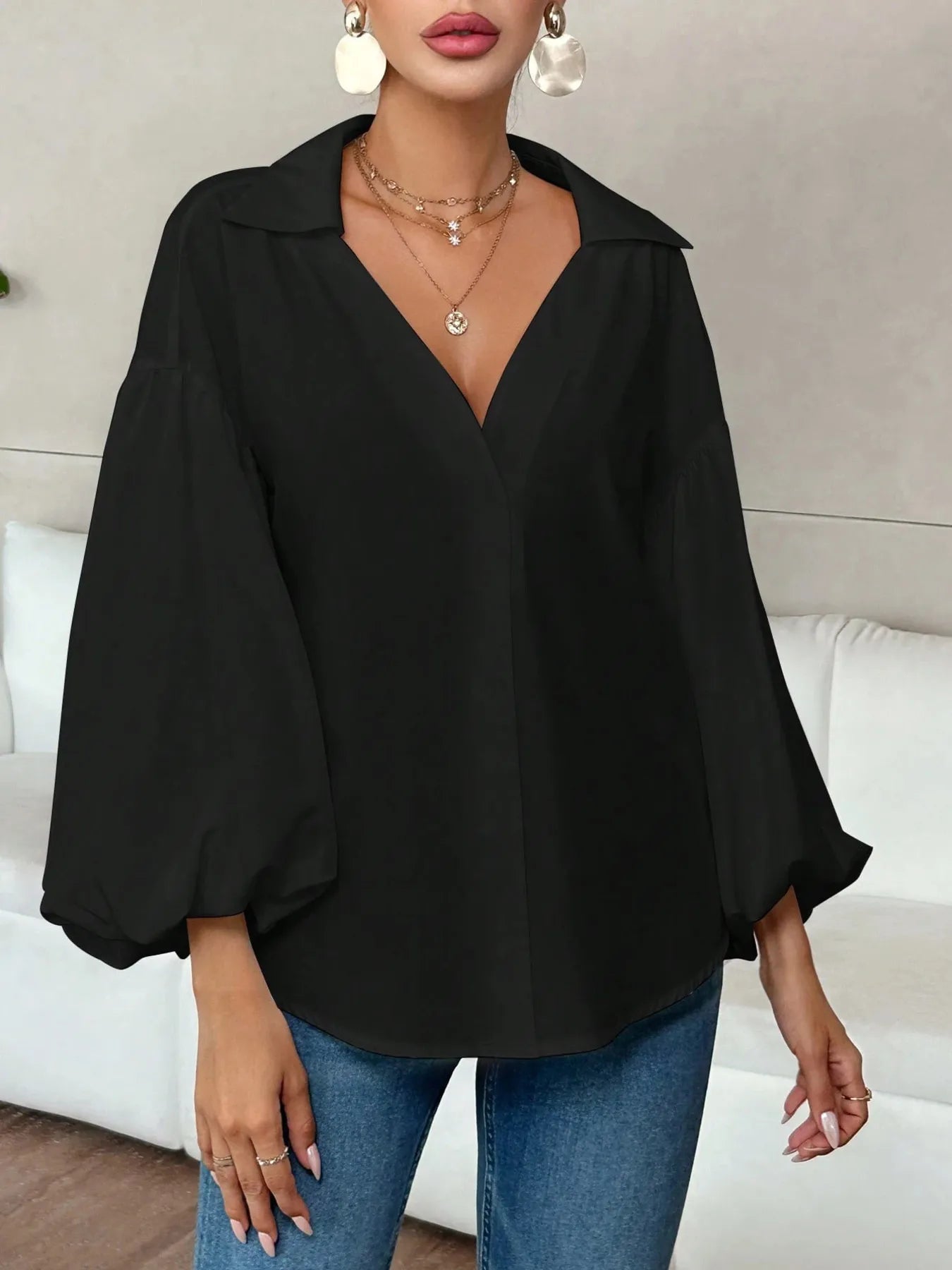 Polka Dot Balloon Sleeve Blouse 9335422122d6460686e4a1e60ee21570-Max-Origin