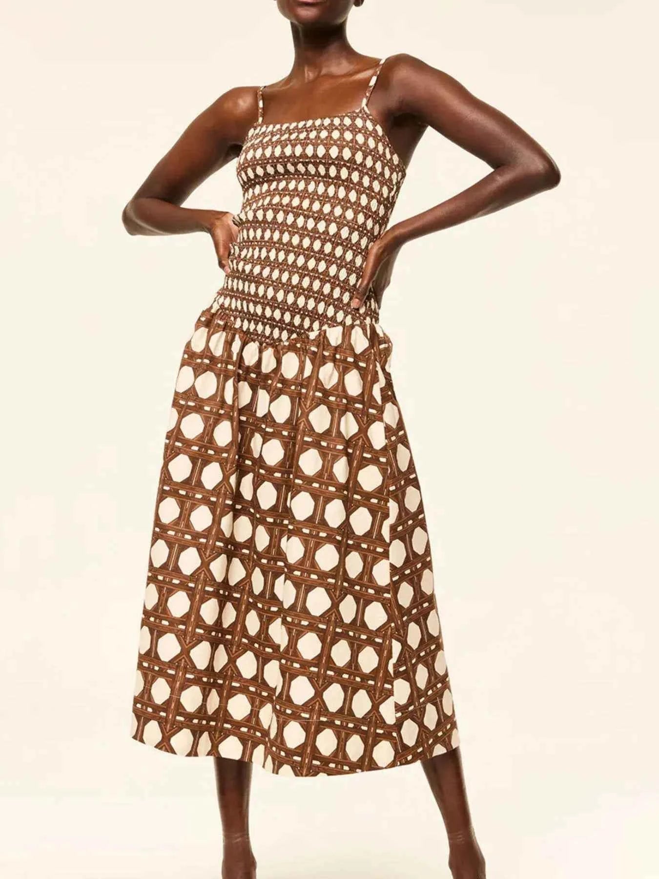 Geometric Pattern Cami Midi Dress 9337e0af-f455-499f-8c69-22bcf6f86f20-Max-Origin