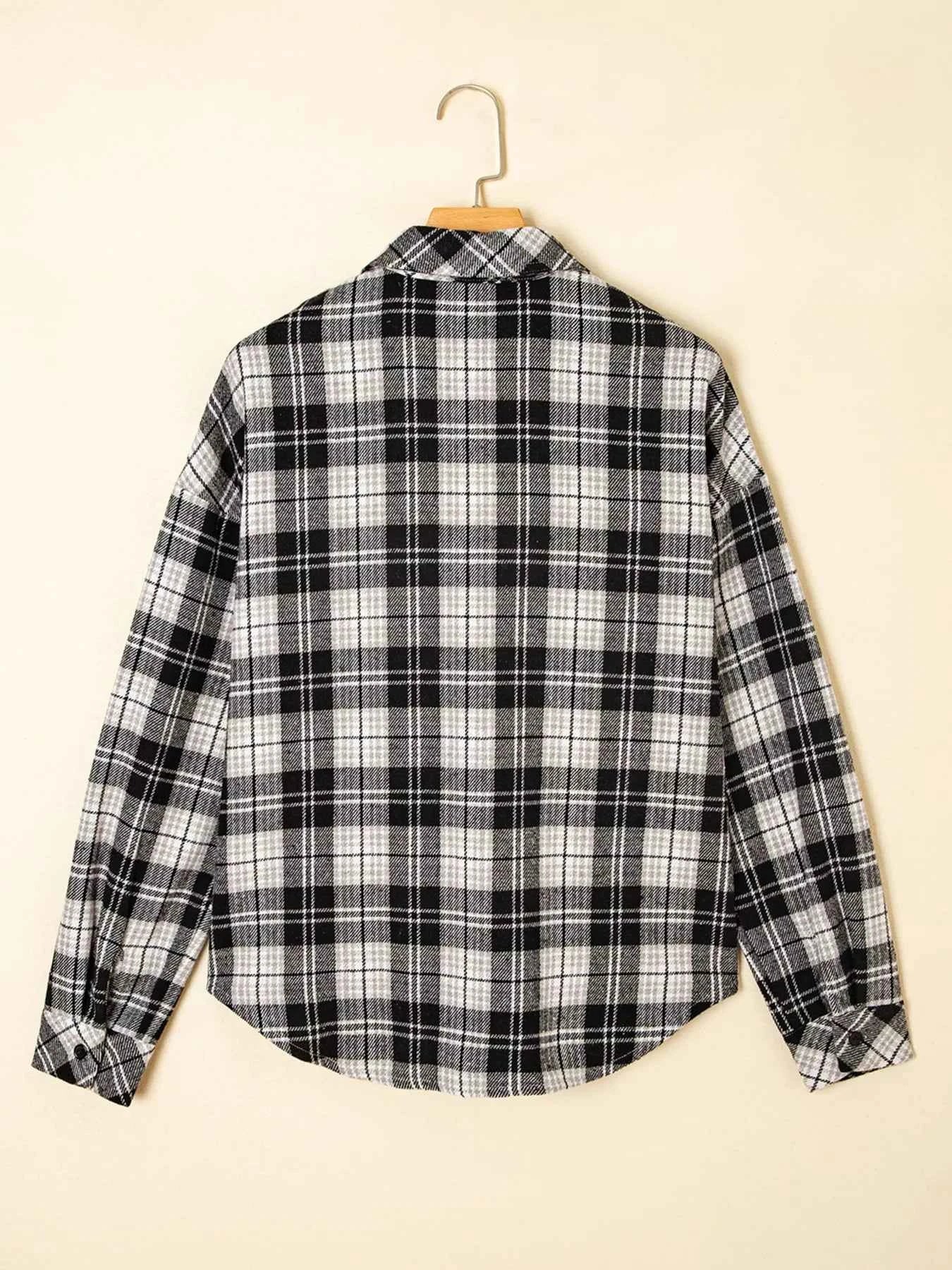 Plaid Print Chest Pockets Buttoned Shirt 9349fe6df3cc4c0d88f467056b790658-Max-Origin