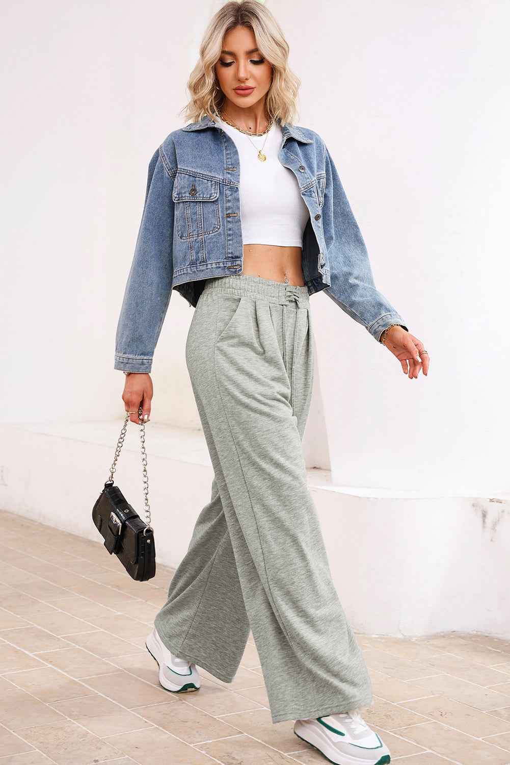 Dearlovers Black Tied Elastic High Waist Pleated Detail Solid Sweatpants 9352bf91fc93ed1f