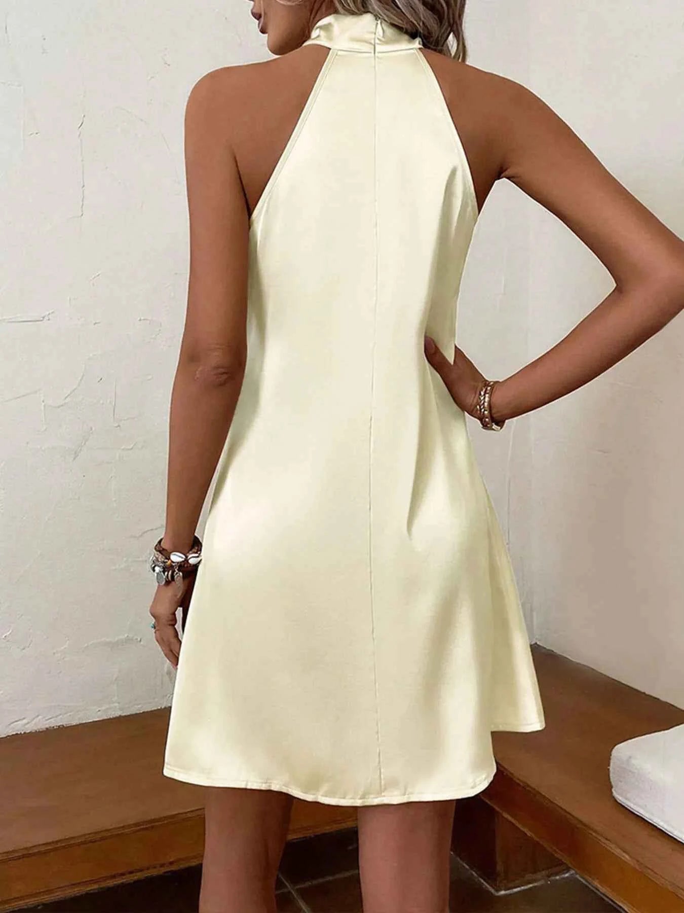 Halter Neck Satin Mini Dress 936205c80ef54de698756467644e1792-Max-Origin