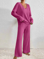 Ribbed Knit V-Neck Top and Pants Set 9363552e-8f35-488f-93d7-5888a97b4334-Max-Origin