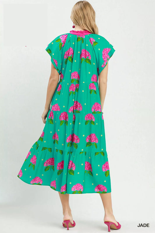 Hydrangea Print Tiered Midi Dress 9364195d-77ed-4453-87e2-551ca55cd736-Max-Origin