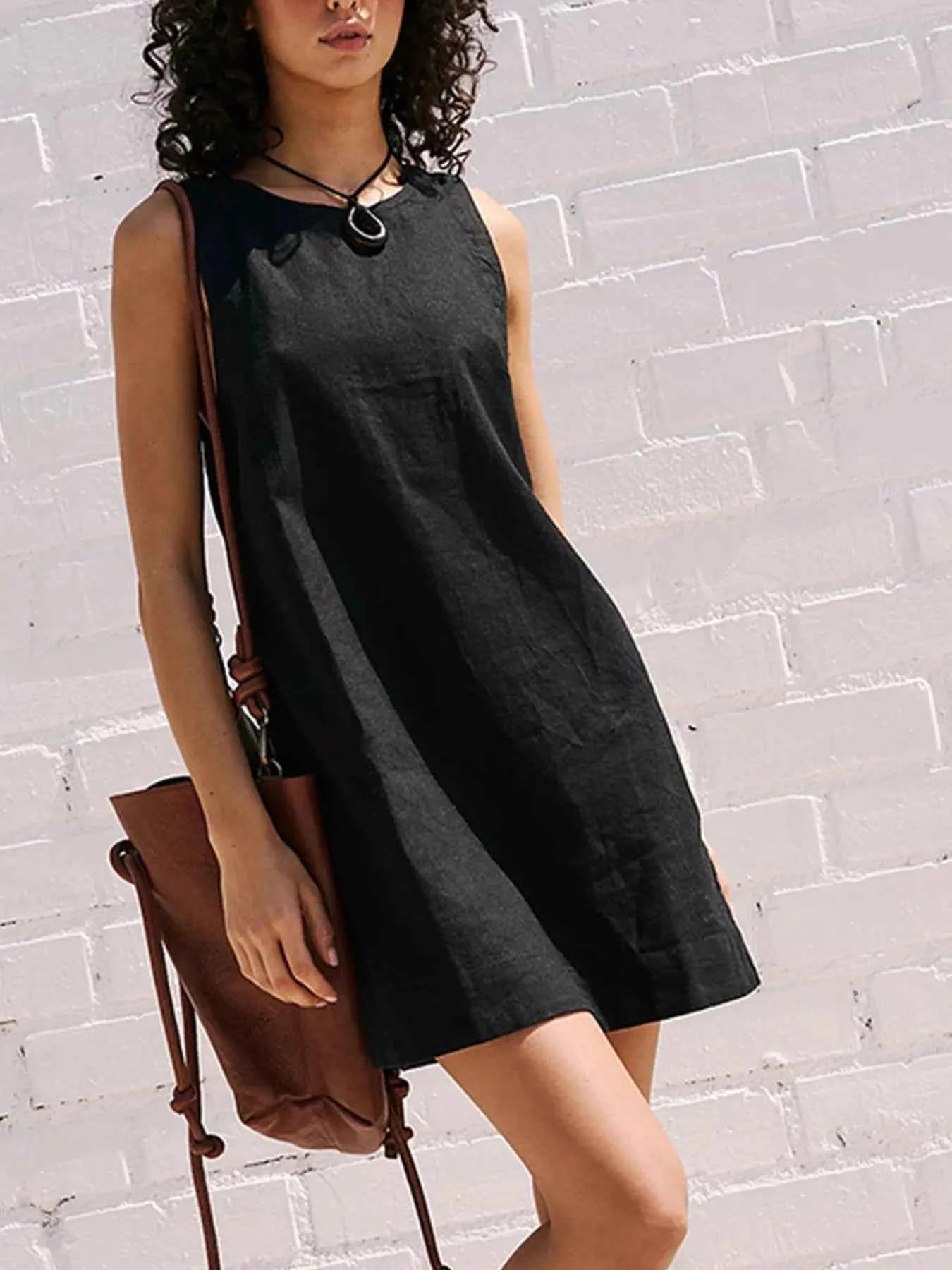 Backless Sleeveless Denim Mini Dress Black 93652748a0ea420dbae4fcd914555d32-Max-Origin