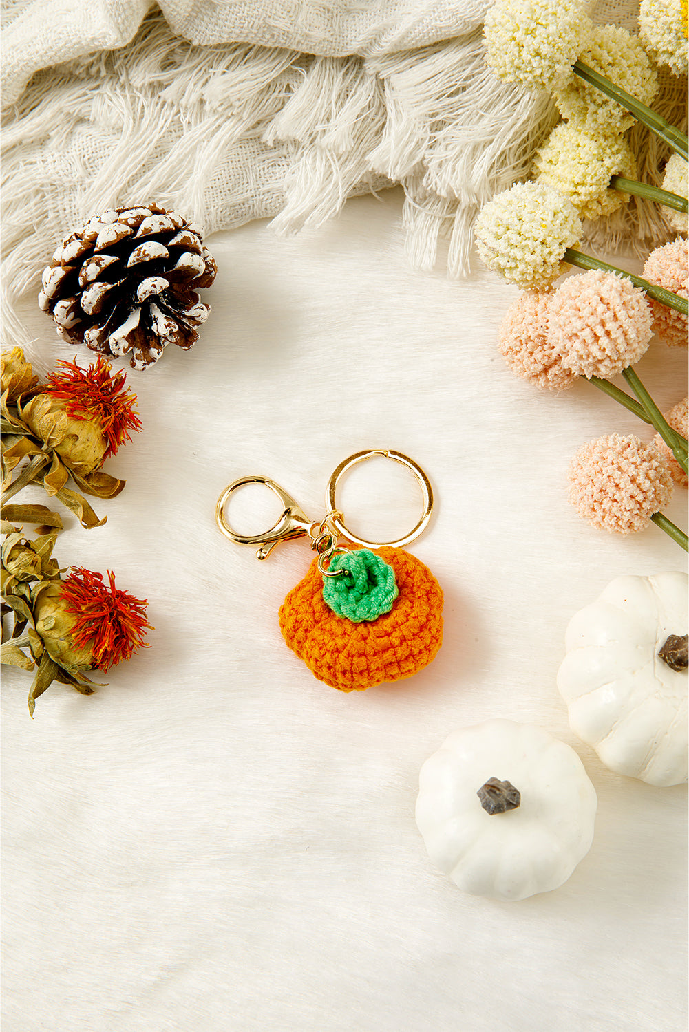 Orange Cute Crochet Fortune Persimmon Pendant Keychain 93656f2df1aeddbe