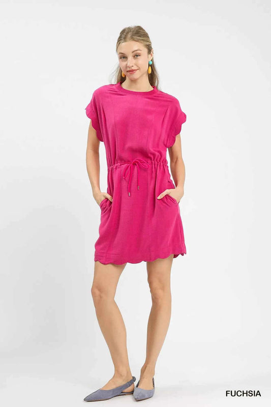 Linen Blend Scallop Hem Mini Dress 936a76a2-16d6-4166-b59d-655baa3107cf-Max-Origin