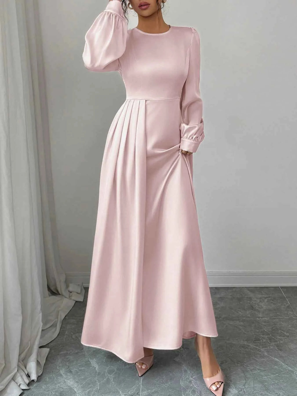 Satin Long Sleeve Maxi Dress 937210ae-cd26-4222-92e9-62b91ee7b8e7-Max-Origin