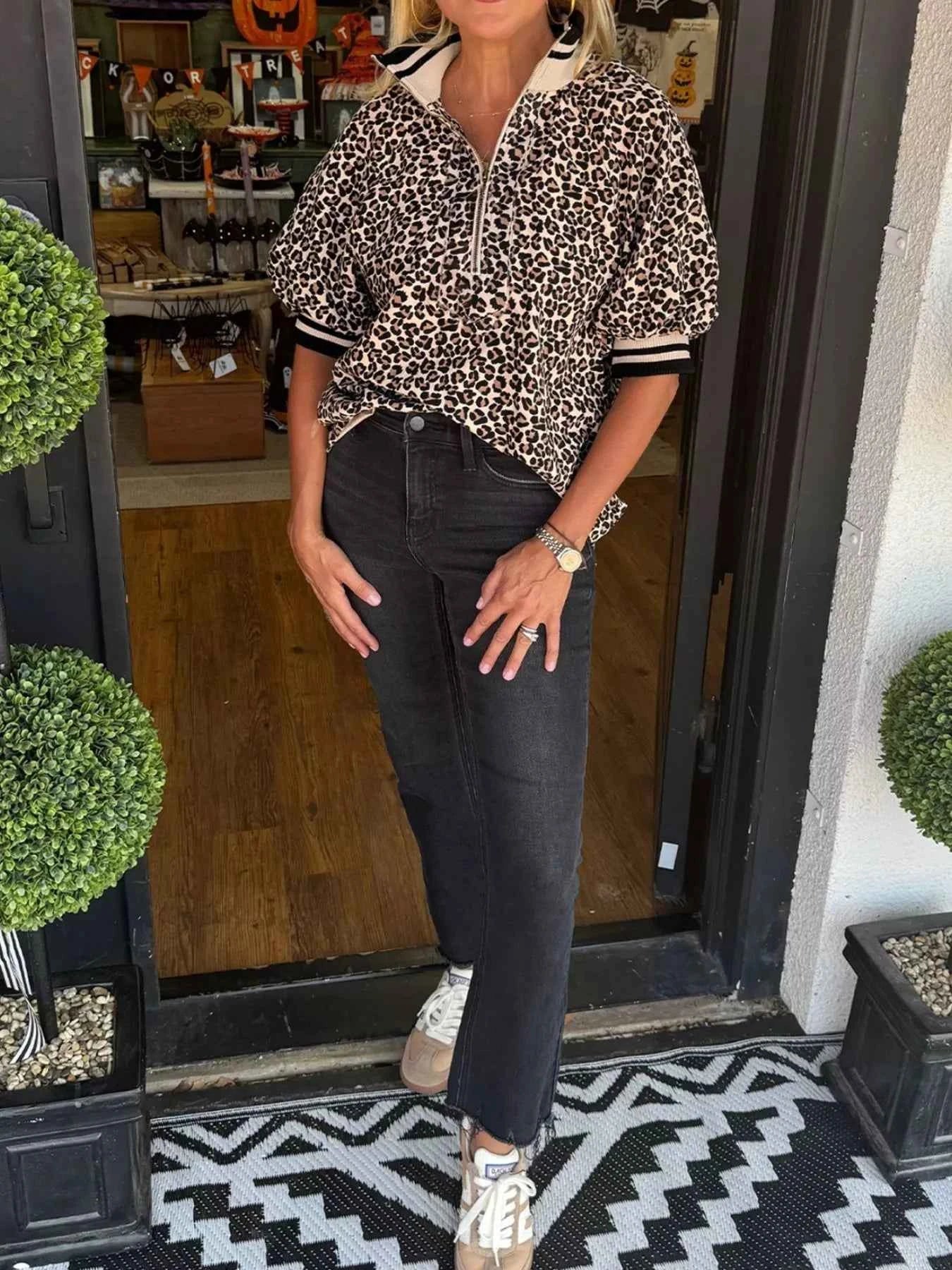 Half Zip Half Sleeve Blouse 9376cc63-8255-48ec-9d3c-5141b30bf662-Max-Origin