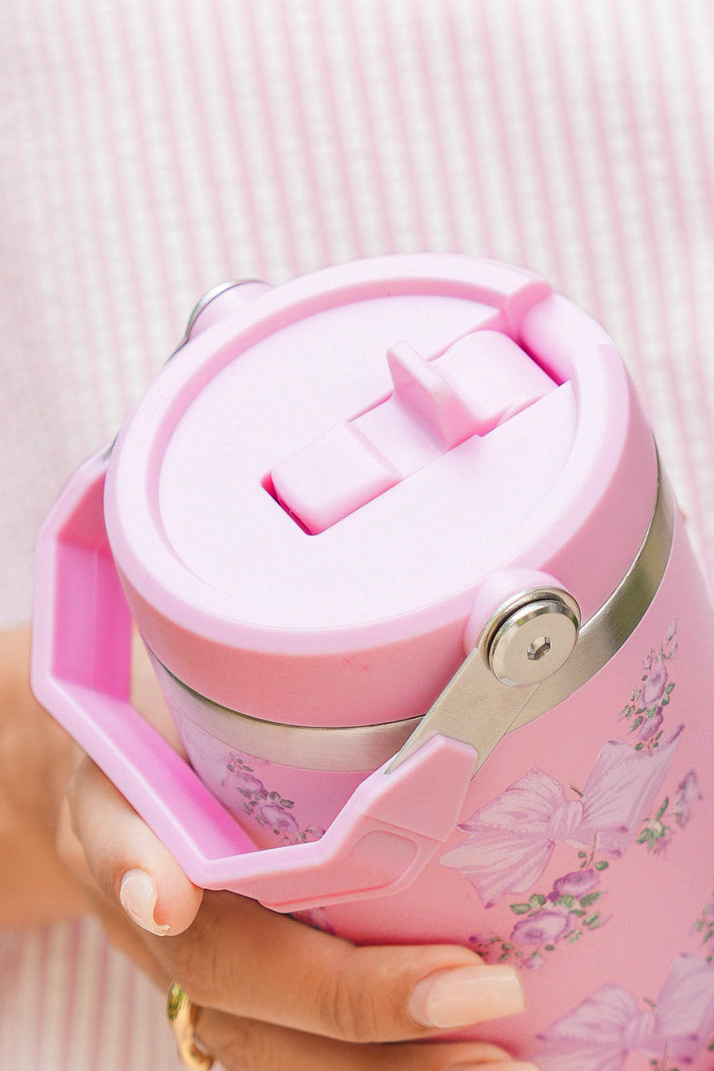 Pink Flower and Bowknot Graphic Tumbler Cup 9387d39b5f0009fa