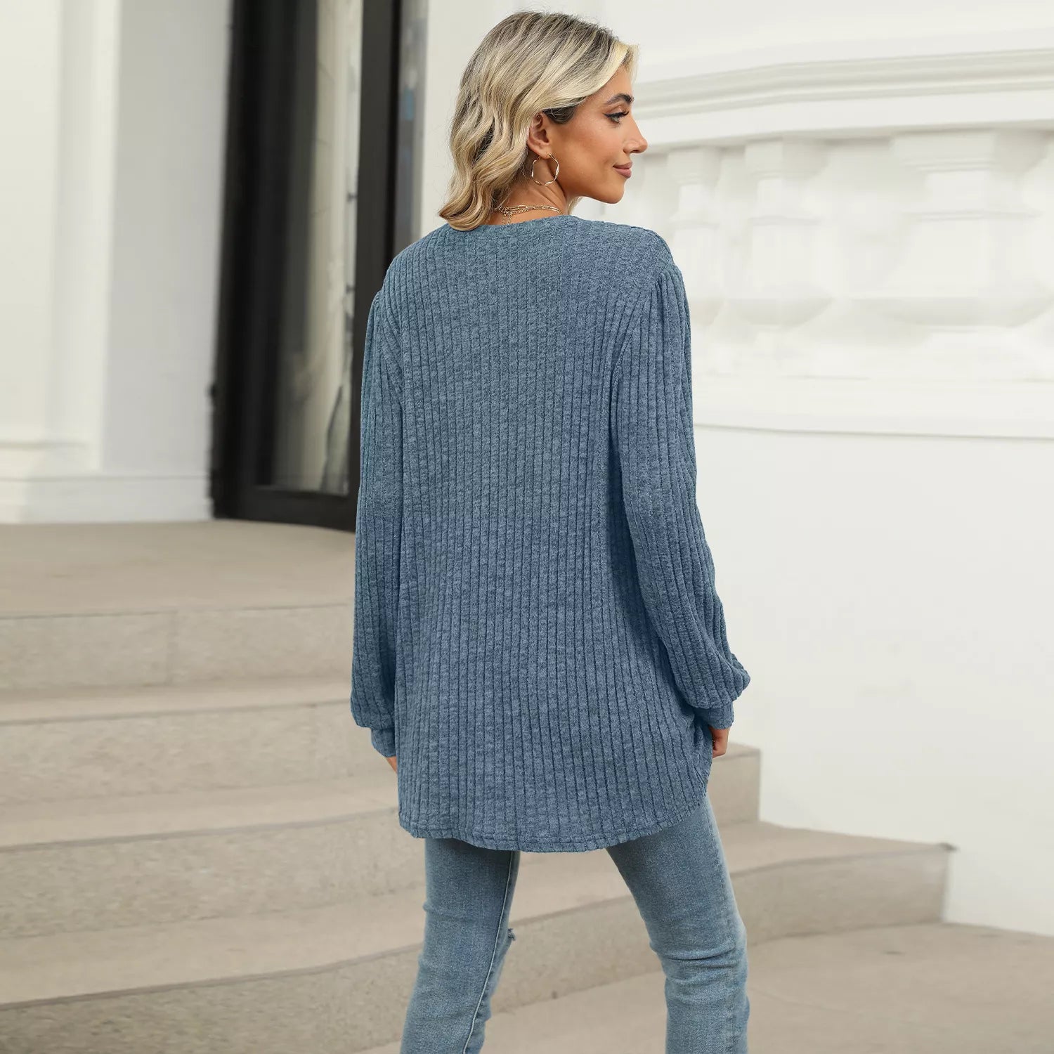 Ribbed Knit Long Sleeve T-Shirt 9392dc9a-dcd3-49ff-9372-1762c754ebd1-Max-Origin