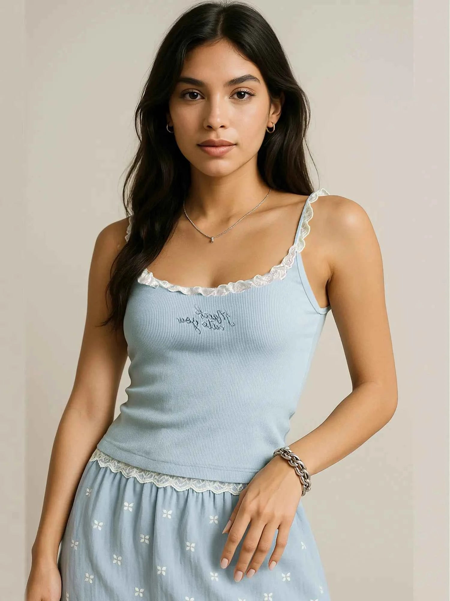 Lace Detail Scoop Neck Cami Light Blue One Size 93999910-a25d-4f5a-bec8-4b5ea7c77232-Max-Origin