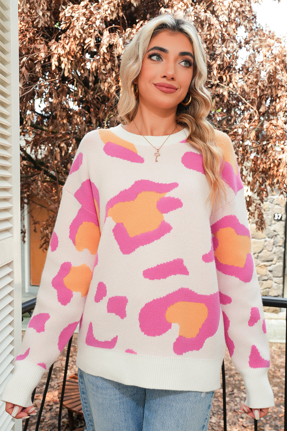 Sachet Pink Cheetah Colorblock Sweater 939a465d85dfd0b3
