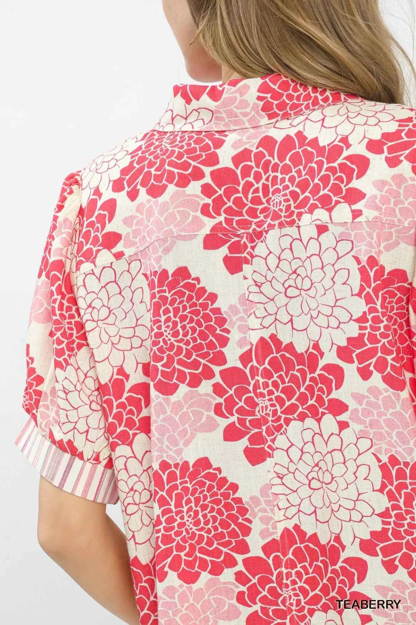 Umgee Floral Collared Short Sleeve Blouse 939c63ab-cf07-4ea0-ba3c-f26cae27b2e3-Max-Origin