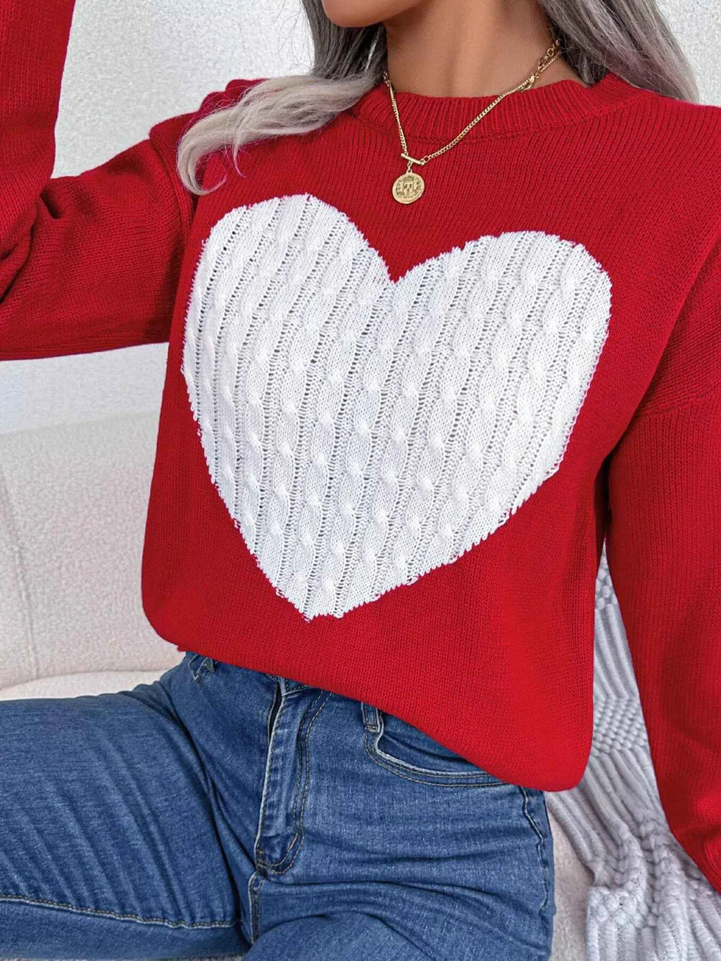 Cable Knit Heart Round Neck Sweater 93a5a63e1ff64bdabbb9cfd861e1a999-Max-Origin