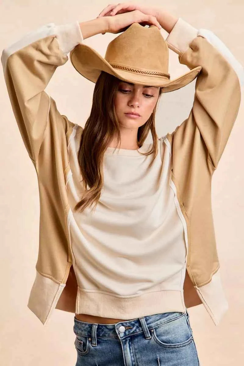 BiBi French Terry Color Block Top With Open Seam Detail 93bdcf34c4944abdbd43cd8afb6ecc4b-Max-Origin