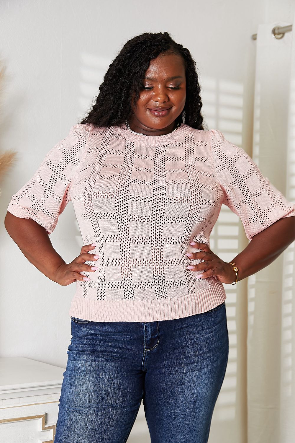 Mandy Ribbed Trim Round Neck Knit Top 93bf422d03884e6d8ed9c5998aeb3c29-Max