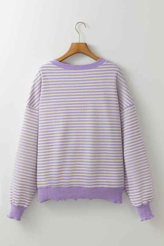 Stripe Drop Shoulder Long Sleeve Top 93c2ce48-8e65-4704-a9e9-c1fb64adfbcd