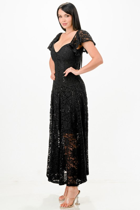 Butterfly Sleeve Lace Midi Dress – Elegant Fit & Flare Party Dress 93da5240-0500-41fe-b0b1-3105850c9069